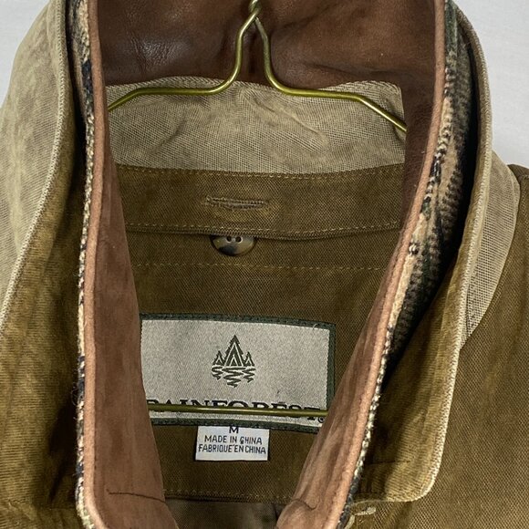 Men's Medium Leather Collar Bomber Jacket - Rainforest - Picture 4 of 15